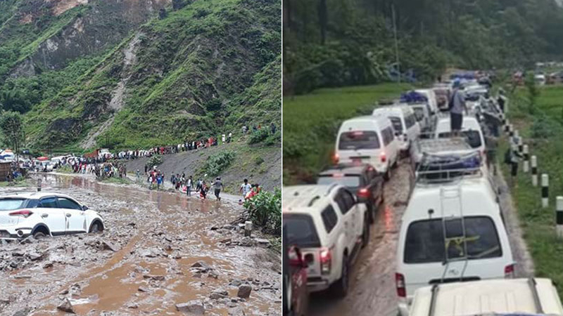 पहिरोका कारण एम्बुलेन्स बीच बाटोमै रोकिँदा दुई बिरामीको मृत्यु, तीन दिनदेखि शव एम्बुलेन्समै