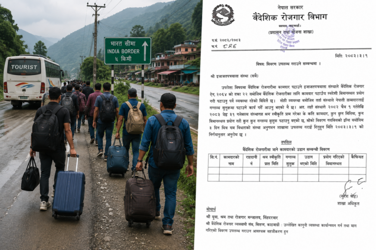 भारतको बाटो हुँदै वैदेशिक रोजगारमा उडान: नेपाललाई दैनिक करोडौं क्षति, विभागले माग्यो उडान विवरण